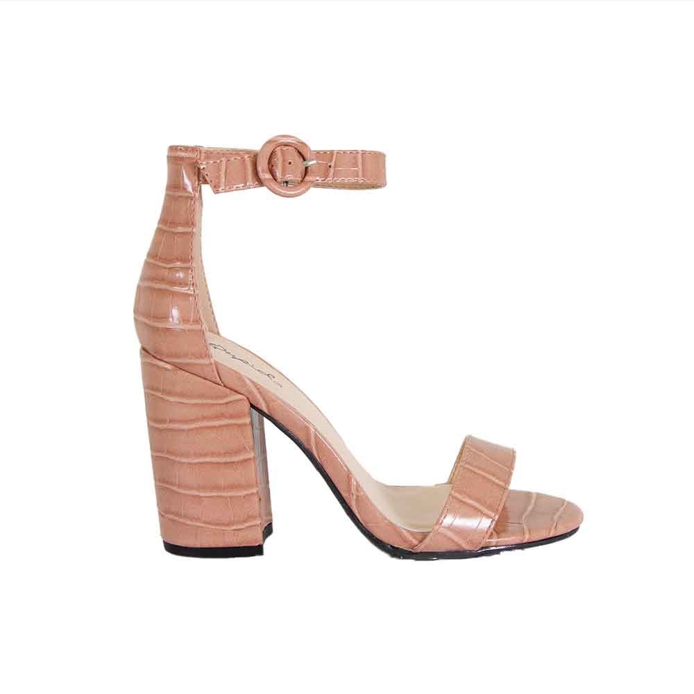 Qupid Shoes Lake Crocodile Block Heels